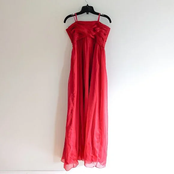 Le Chateau Strapless Chiffon Dress, Red, Size M - Picture 5 of 8